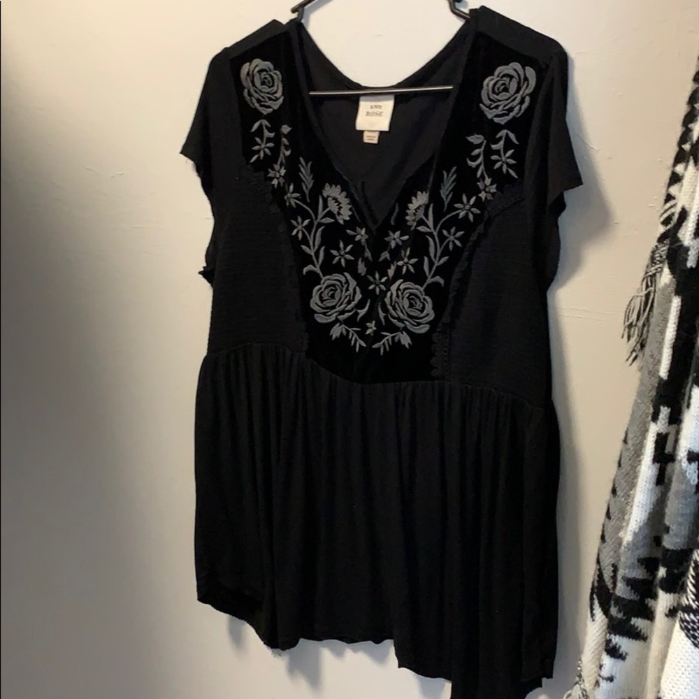 Black floral blouse